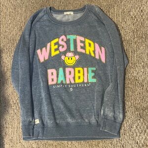 Simply Southern Blue Western Barbie Sweatshirt